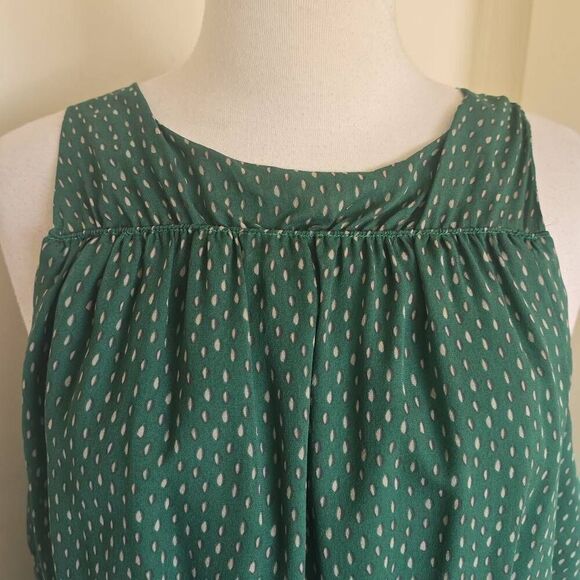 Halston Heritage Wmn's Slvls Grn Silk Round Neck Printed Ruched Maxi, NWT,Sz 14 - Picture 5 of 12